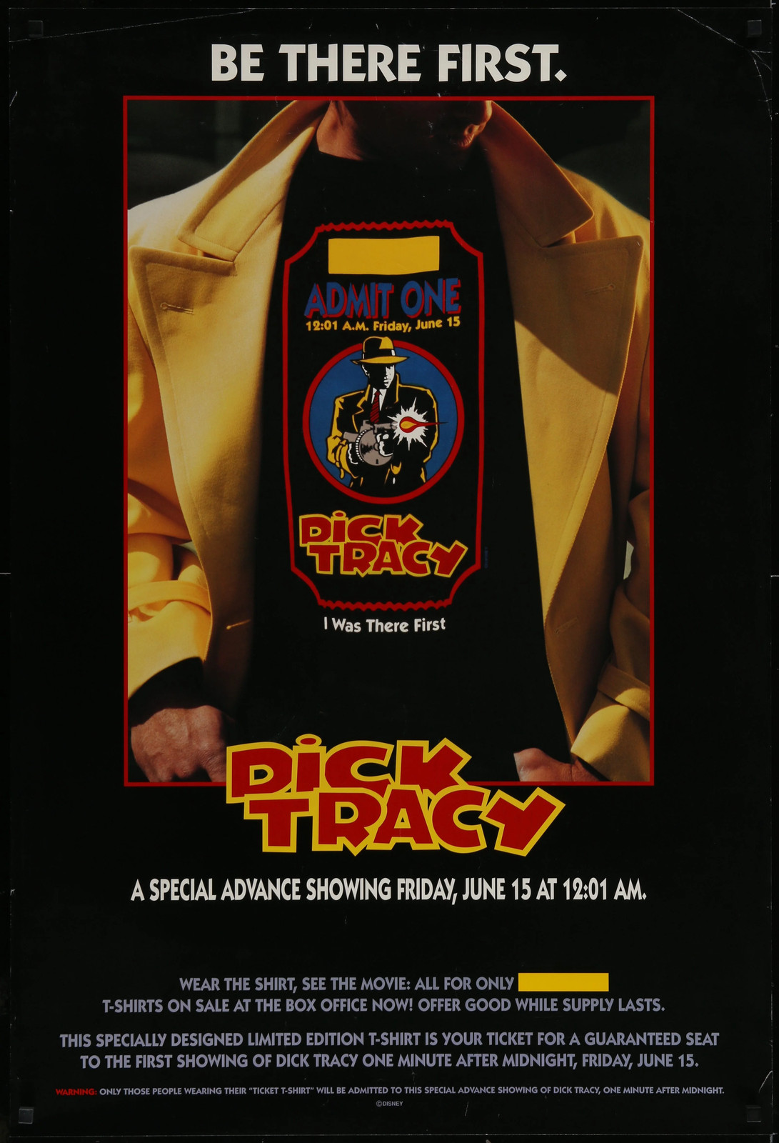 Dick Tracy 1990 Original DS USA One-Sheet Advance Movie Poster Warren Beatty