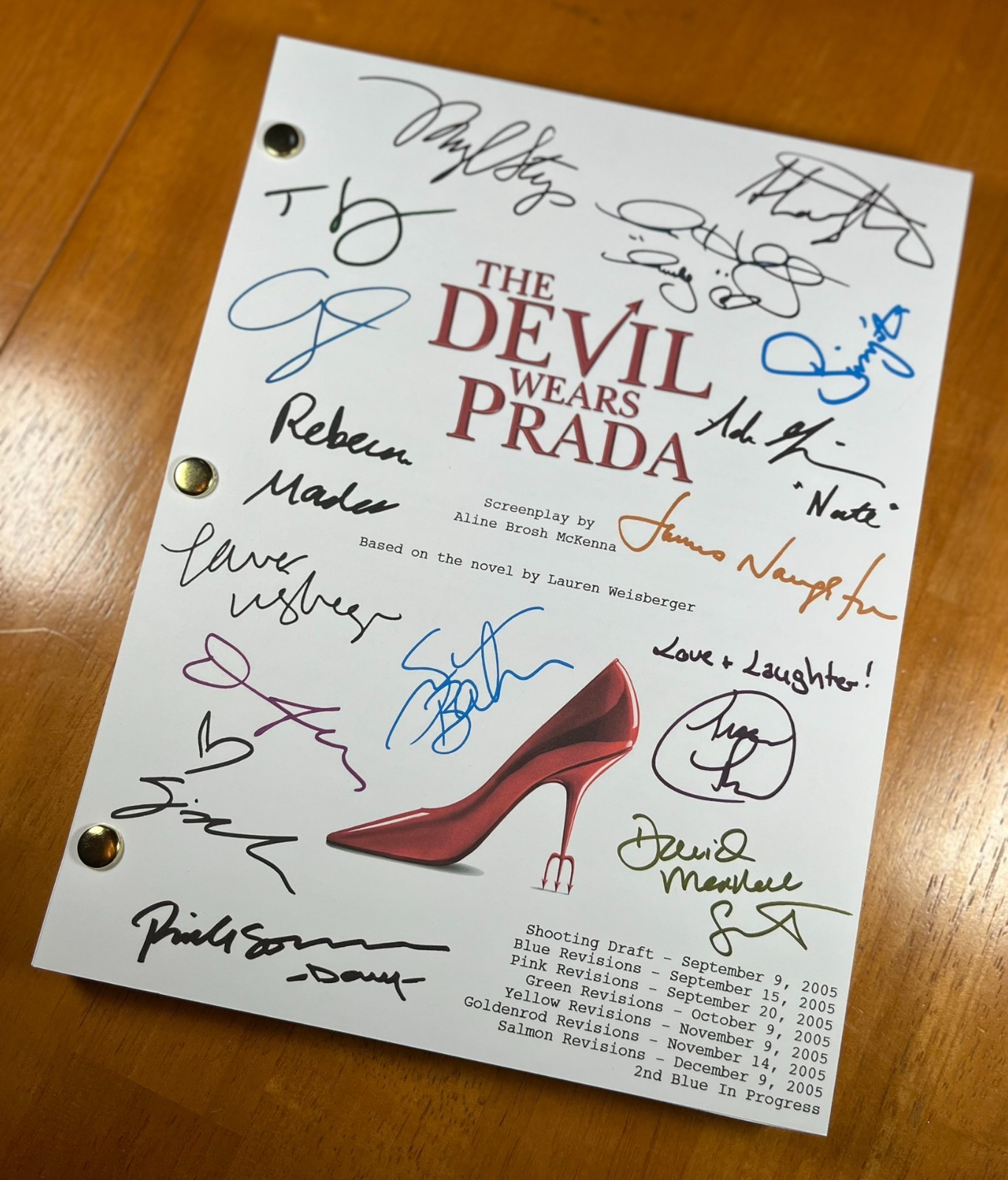 The Devil Wears Prada Script Signed- Autograph Reprints- Meryl Streep
