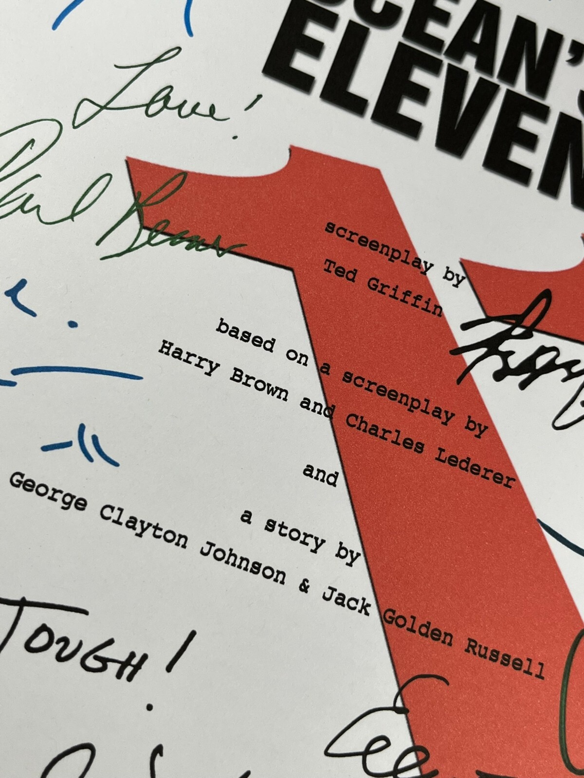 Ocean’s Eleven Script Signed- Autograph Reprints- George Clooney- Ocean’s 11