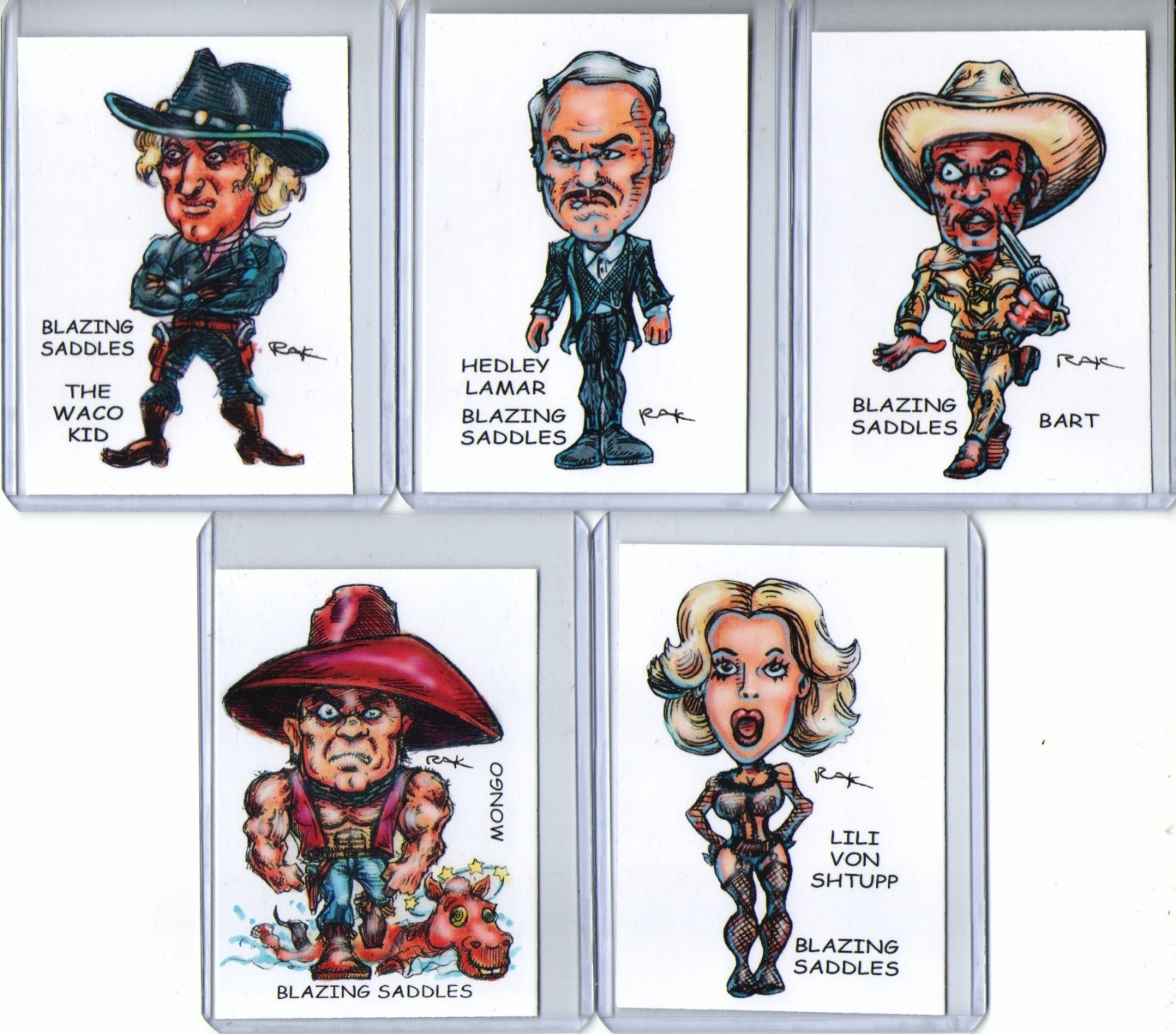 BLAZING SADDLES (5 CARDS) ART PRINTS BART MONGO HEDLEY LILI (ONLY 9 SETS LEFT!)