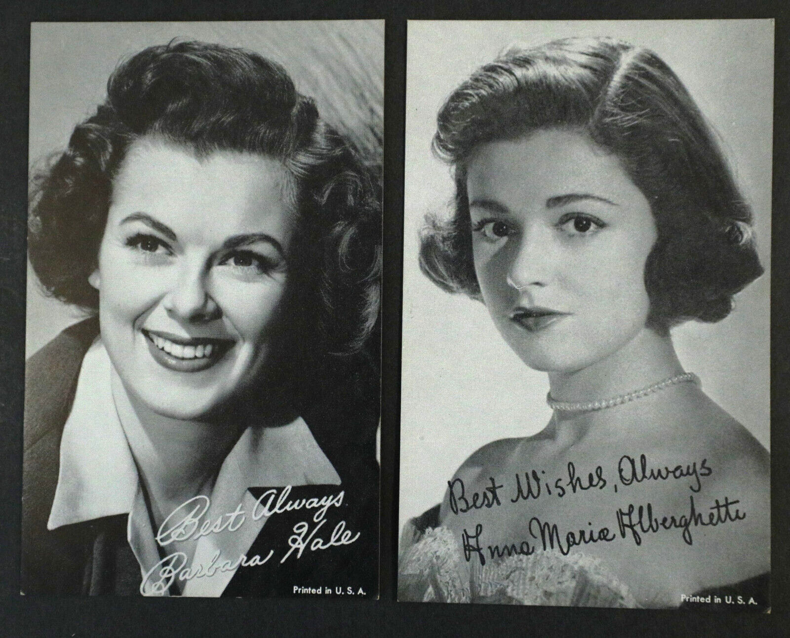 2 Vintage 3.5×5.5 photos of actress Anne Marie Alberghetti & Barbara Hale 1950’s
