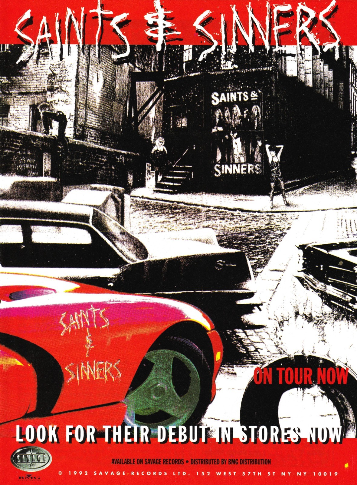 SAINTS & SINNERS SELF TITLED DEBUT-1993 ALBUM PROMO 8X11 PRINT AD MINI-POSTER