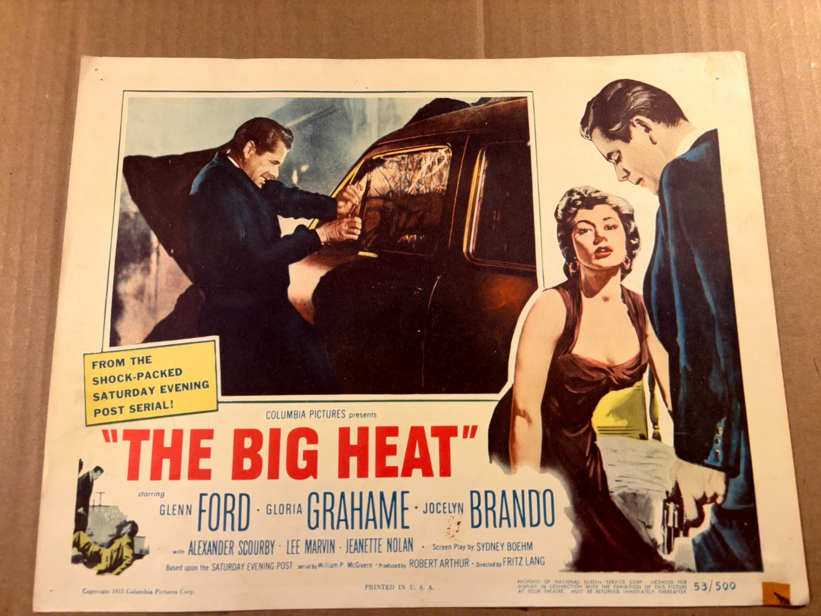 The Big Heat Rare 1953 US Lobby Card Glenn Ford Gloria Grahame