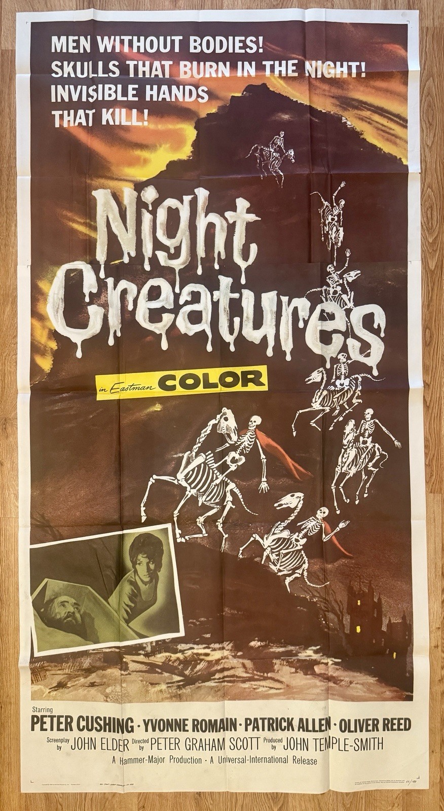 NIGHT CREATURES 1962 3sh Hammer Horror Movie Poster Peter Cushing 41×81”