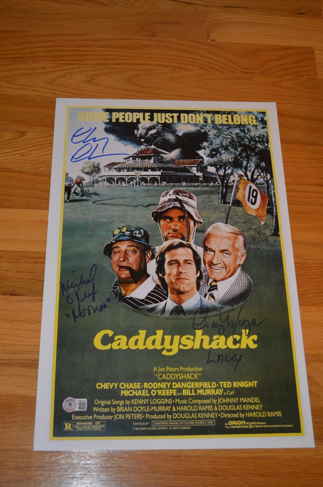 Chevy Chase /Michael O’Keefe /Cindy Morgan Signed “Caddyshack” 12×18 Beckett COA