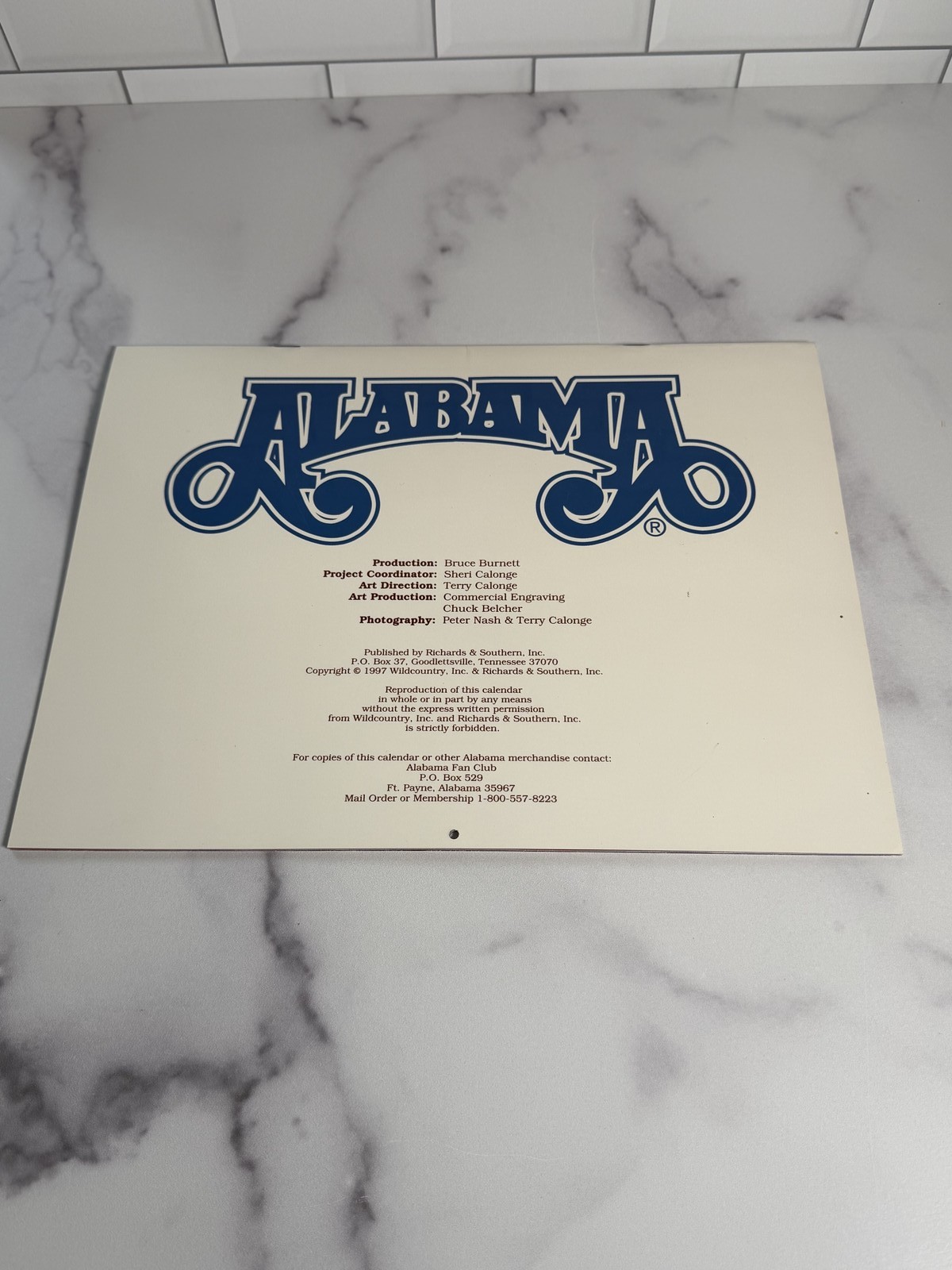 Vintage Alabama 1998 Country Music Band Wall Calendar Entertainment Memorabilia