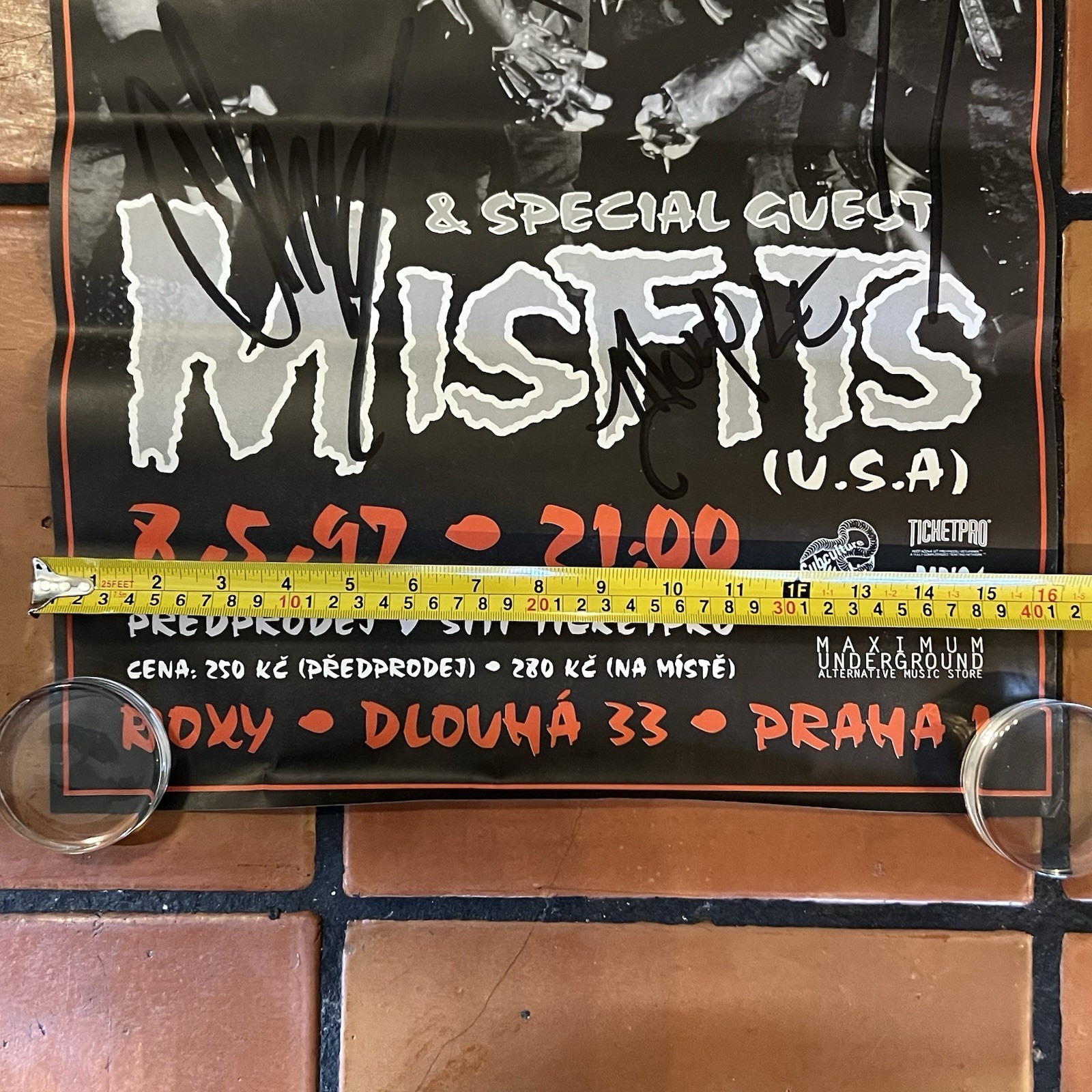 Misfits Signed 1997 Prague Roxy Poster Graves Jerry Only Doyle Dr Chud