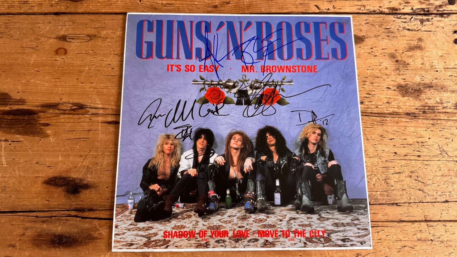 Guns N Roses “Its So Easy / Mr Brownstone” 1987 Album Signed By All 5 Members