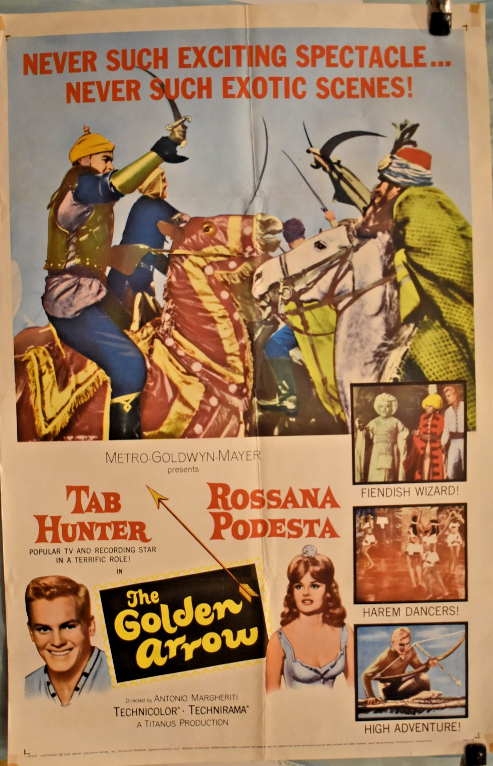 ORIGINAL IThe Golden Arrow Movie Theater Poster 24″ X 41″ 1963 Tap Hunter