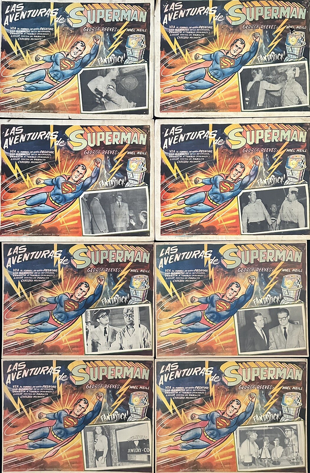 THE GREAT ADVENTURES OF SUPERMAN George Reeves MEXICAN LOBBY CAR SET