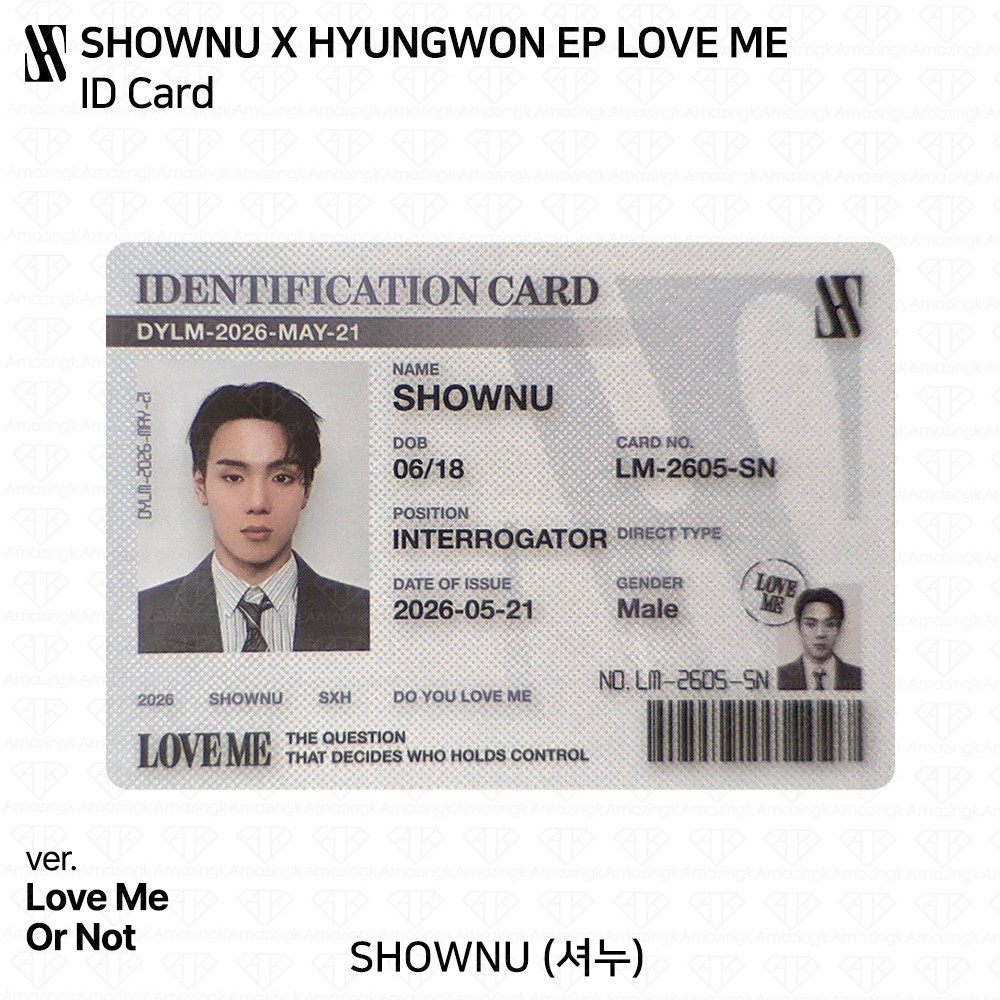SHOWNU X HYUNGWON EP LOVE ME Standard/Digipack/Losing Control ver. Photocard