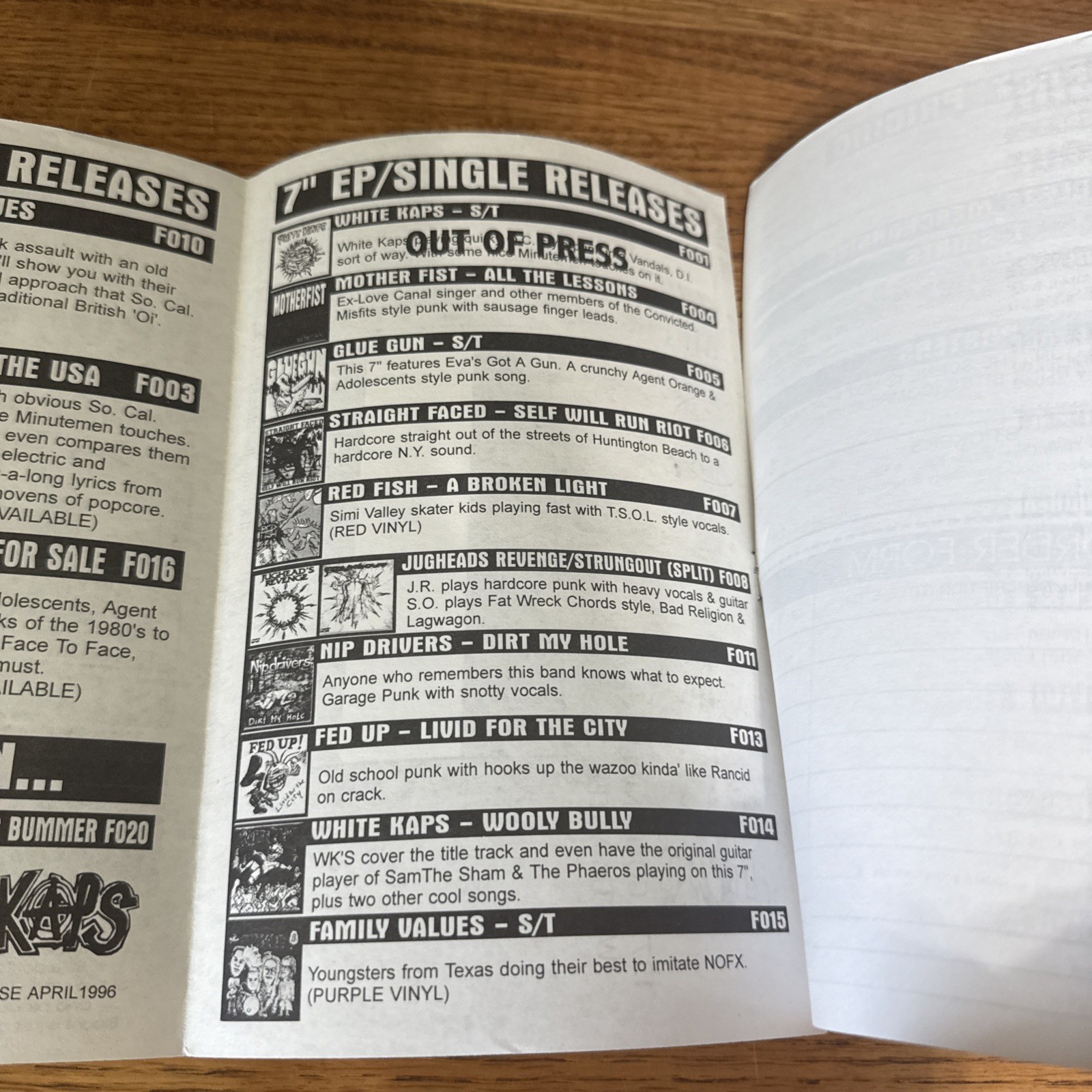 Fearless Records Winter Spring 1996 Catalog Punk Bites Strung Out White Kaps