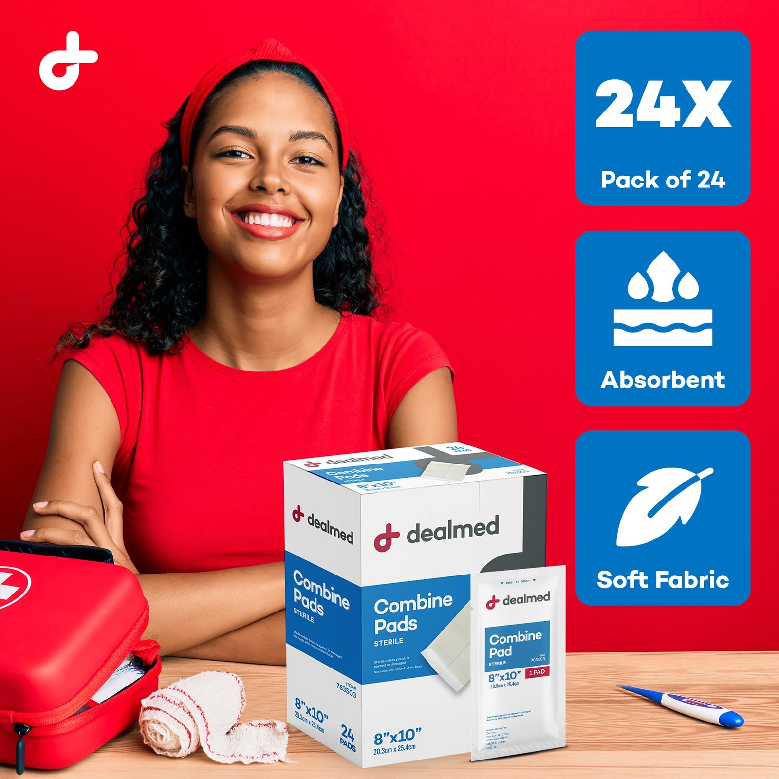 Dealmed Abdominal Combine Pads 8×10 Sterile Individually Wrapped 24 Box Case