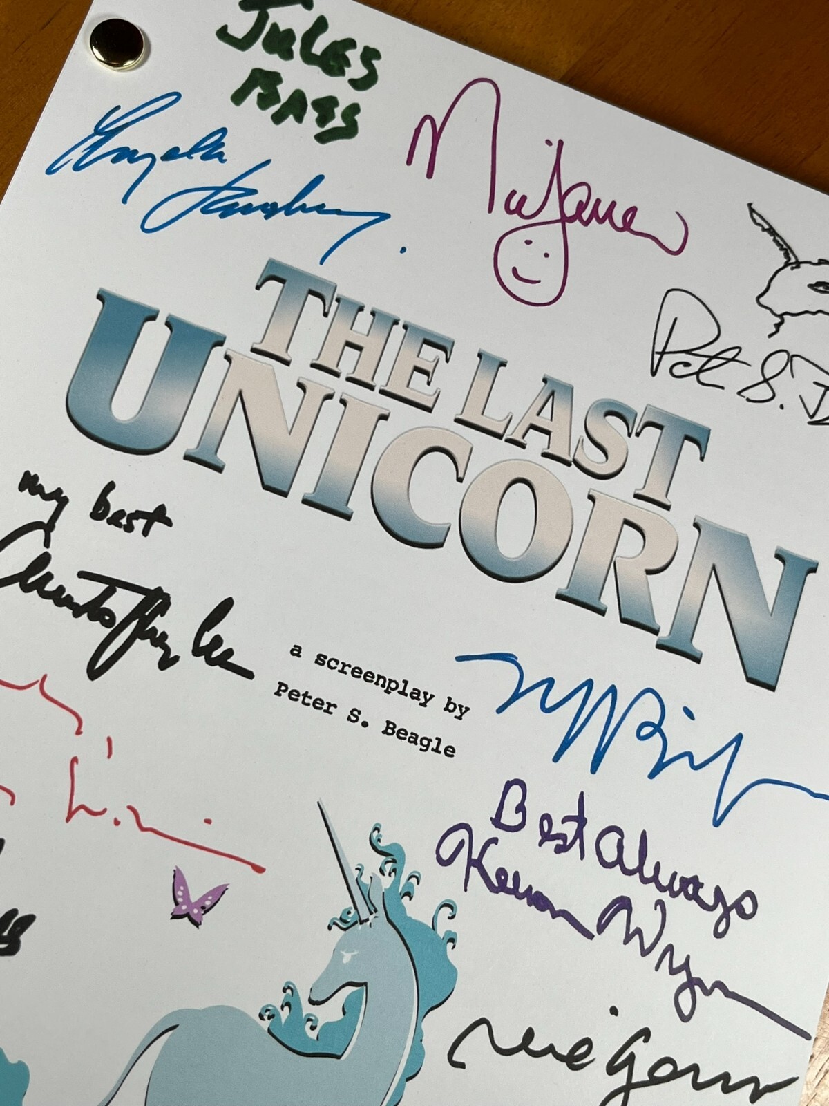The Last Unicorn Script Cast-Signed- Autograph Reprints- 133 Pages