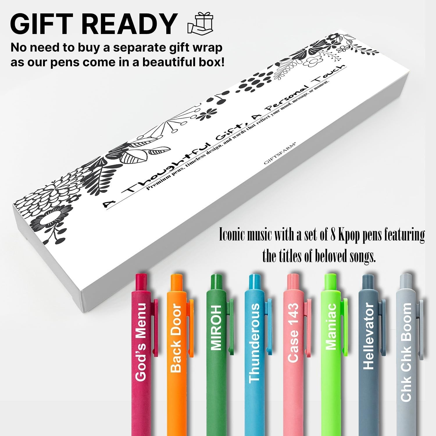 Kpop Stray Kids Gel Pen Set, 8-Pack, Vibrant Colors, Collector’s Gift