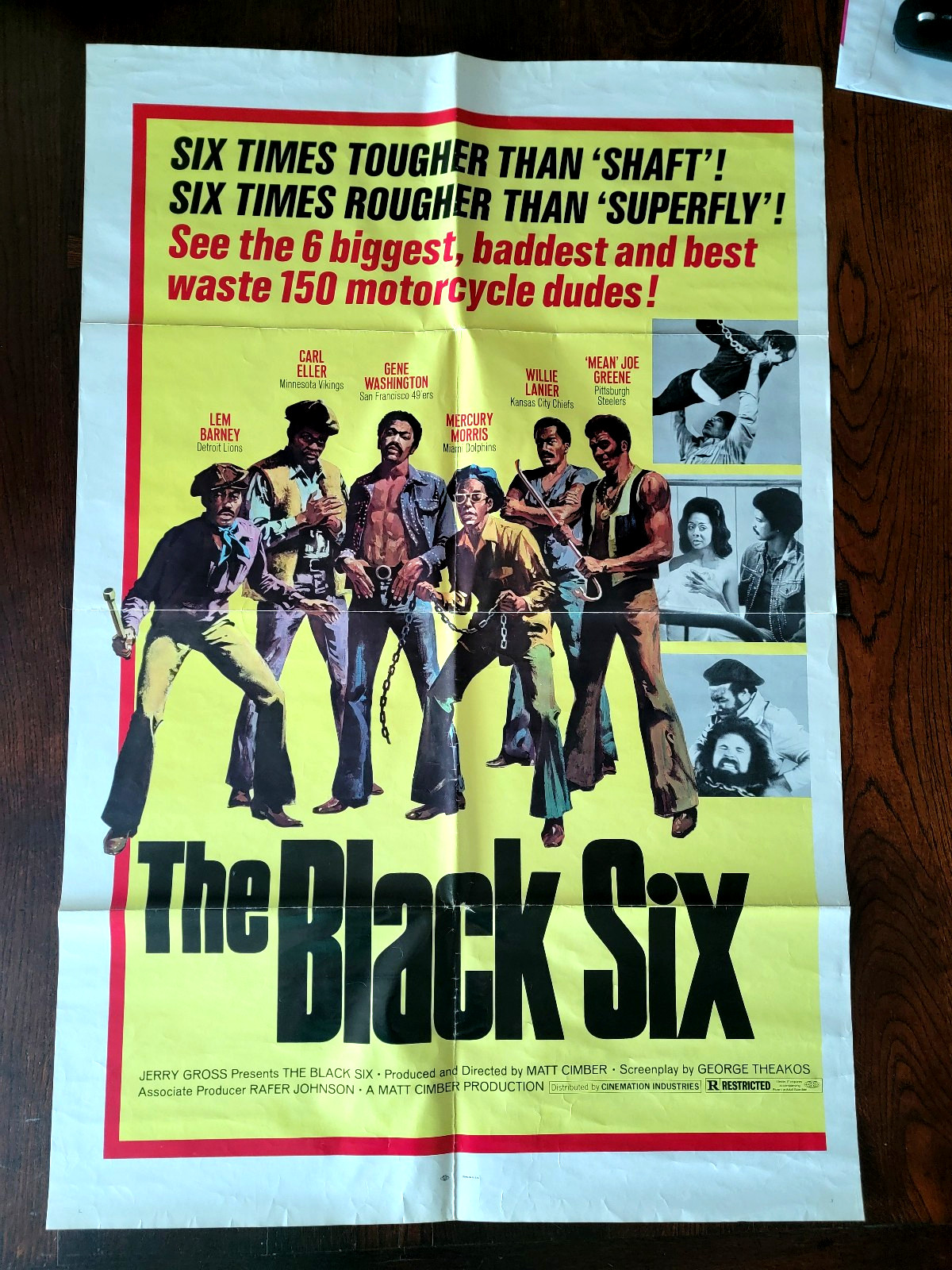 Original 1974 THE BLACK SIX Movie Poster Blaxploitation Exploitation 27 x 41