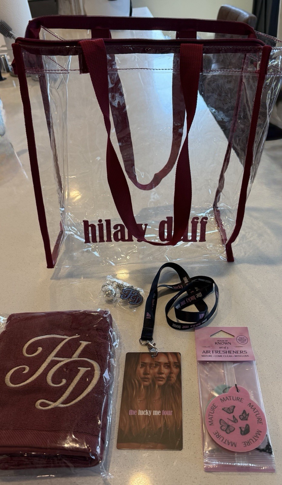 Hilary Duff Lucky Me Tour VIP Tote, Lanyard, Keychain, Towel & Air Fresheners