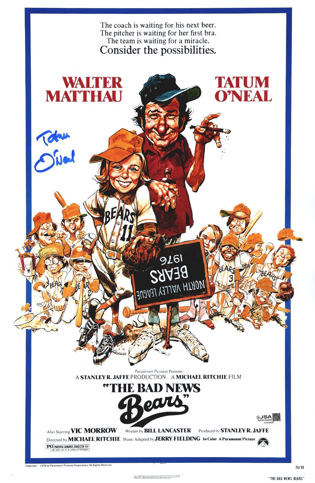 TATUM O’NEIL Signed THE BAD NEWS BEARS 11×17 Photo AMANDA Autograph JSA CERT