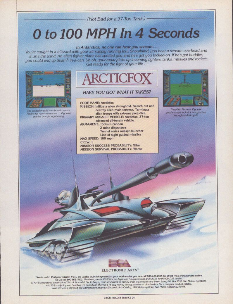 1987 Electronic Arts Print Ad ArcticFox game “Have You Got What It Takes”