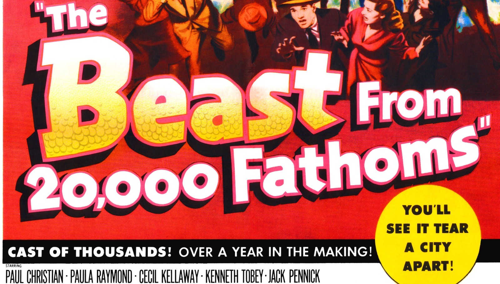 THE BEAST FROM 20,000 FATHOMS” (1953) 27″x41″ – sci-fi one sheet movie poster!!