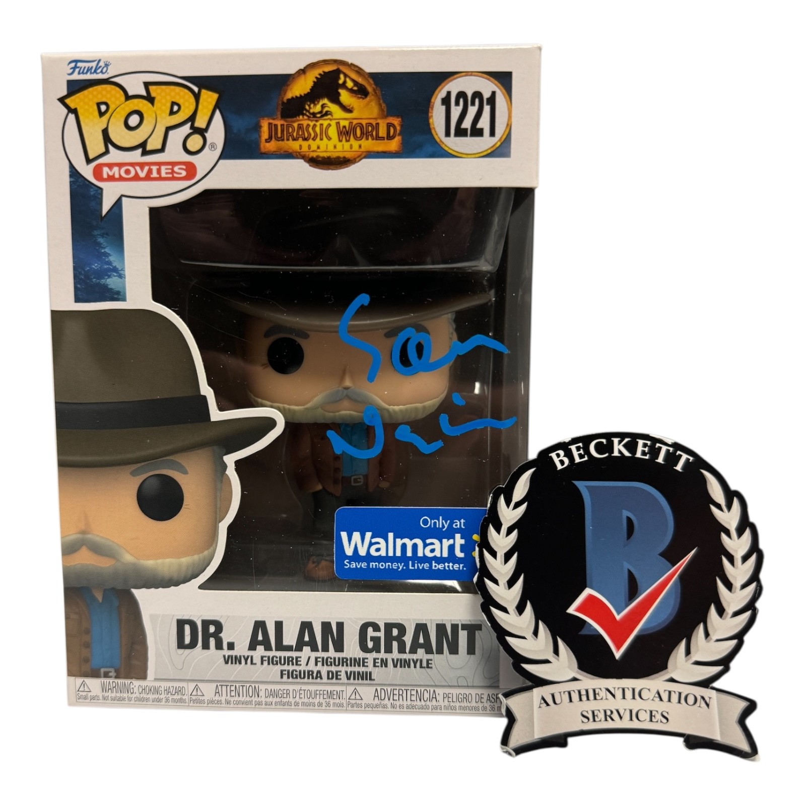 SAM NEILL SIGNED AUTOGRAPH FUNKO POP 1221 JURASSIC WORLD BECKETT DR ALAN GRANT