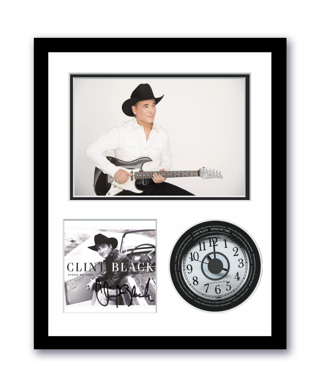Clint Black Autographed Signed 11×14 Custom Framed CD Photo Spend My Time ACOA