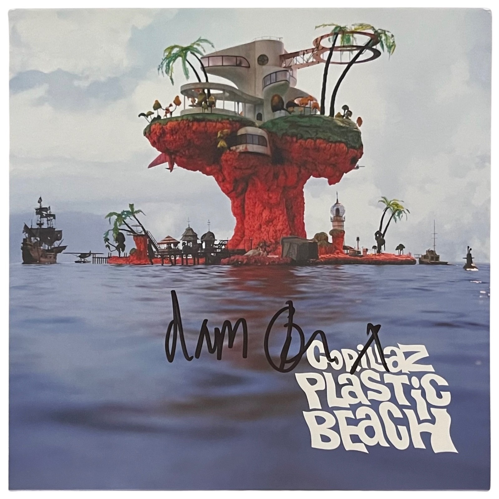 DAMON ALBARN SIGNED GORILLAZ PLASTIC BEACH VINYL RECORD PSA AP29864
