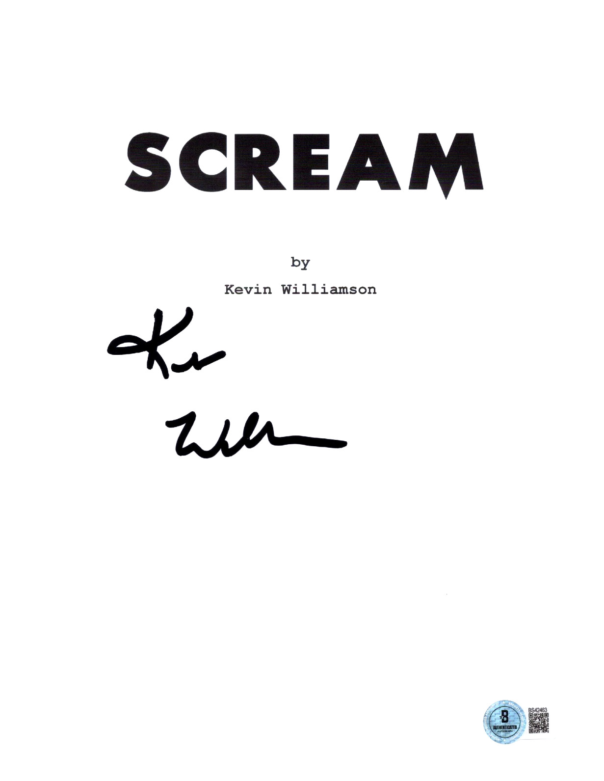 SCREENWRITER KEVIN WILLIAMSON SIGNED SCREAM MOVIE SCREENPLAY SCRIPT BECKETT COA