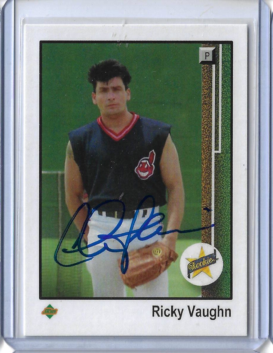 Charlie Sheen Autographed Ricky Vaughn Major League Upper Deck Custom Card 2