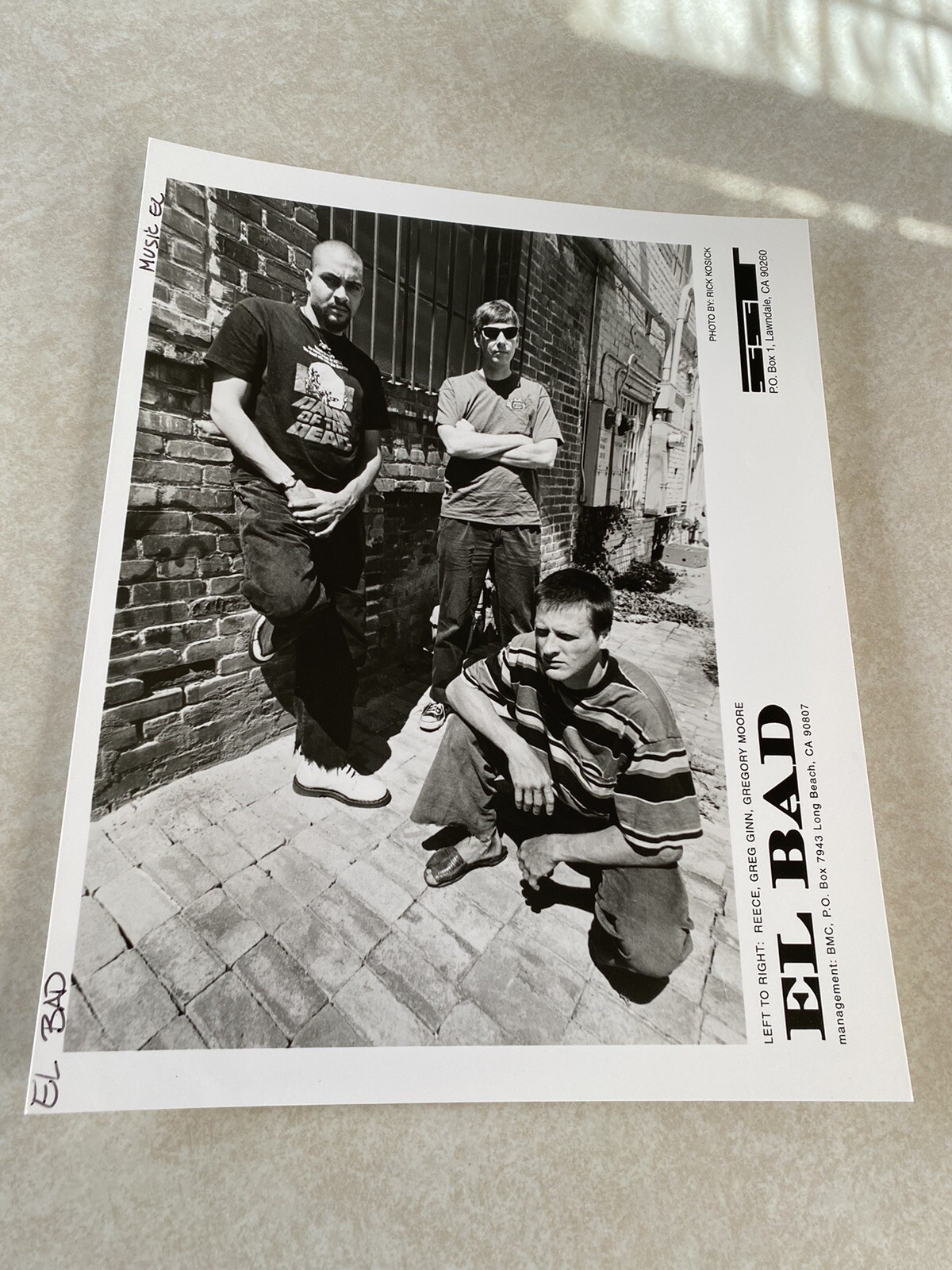 El Bad Press Photo 8×10”, Greg Ginn, Reece, Gregory Moore, SST.