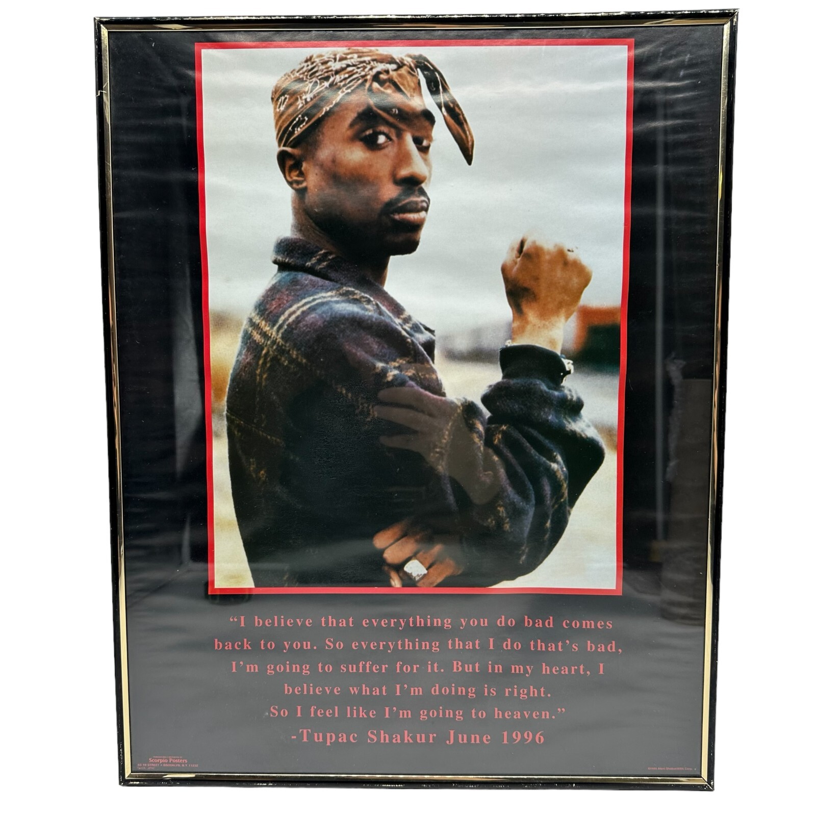 Tupac Shakur 2 Pac Framed Quote Poster 1999 Original 20×16 Scorpio Posters 421A