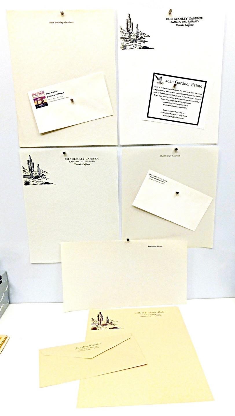 ERLE STANLEY GARDNER Personal STATIONERY LOT 11pc PERRY MASON 1950-60s ORIG +LOA