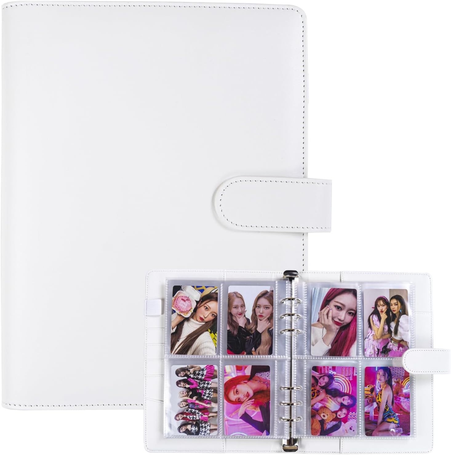 A5 Kpop Photocard Binder with 30 Pack 4-Pocket Card Pages, 6 Ring A5 Binder Card