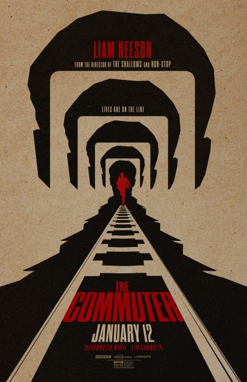 THE COMMUTER great 27×40 D/S advance rolled movie poster (2018)