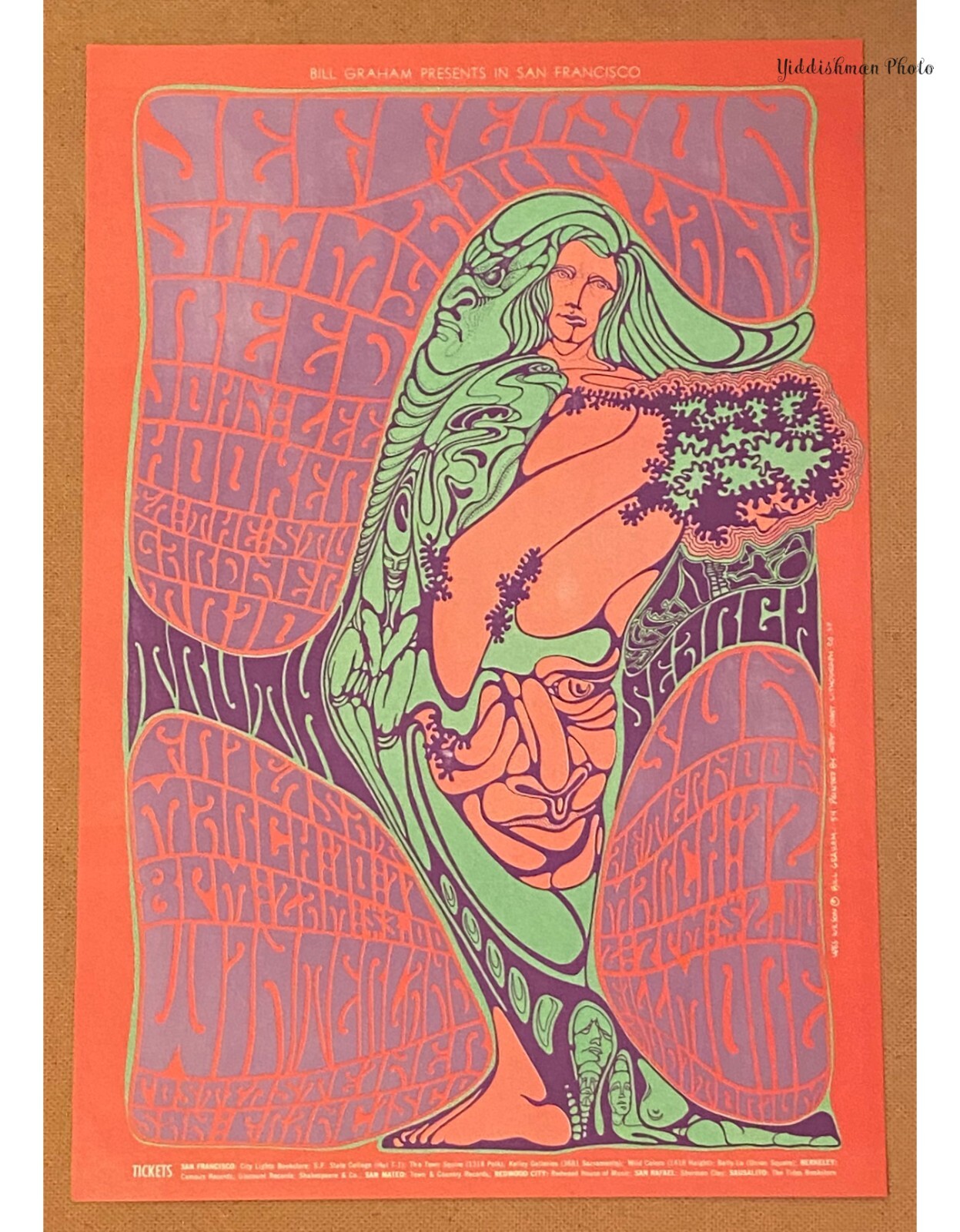 FILLMORE POSTER BG-54 Jefferson Airplane John Lee Hooker Wes Wilson EXCELLENT