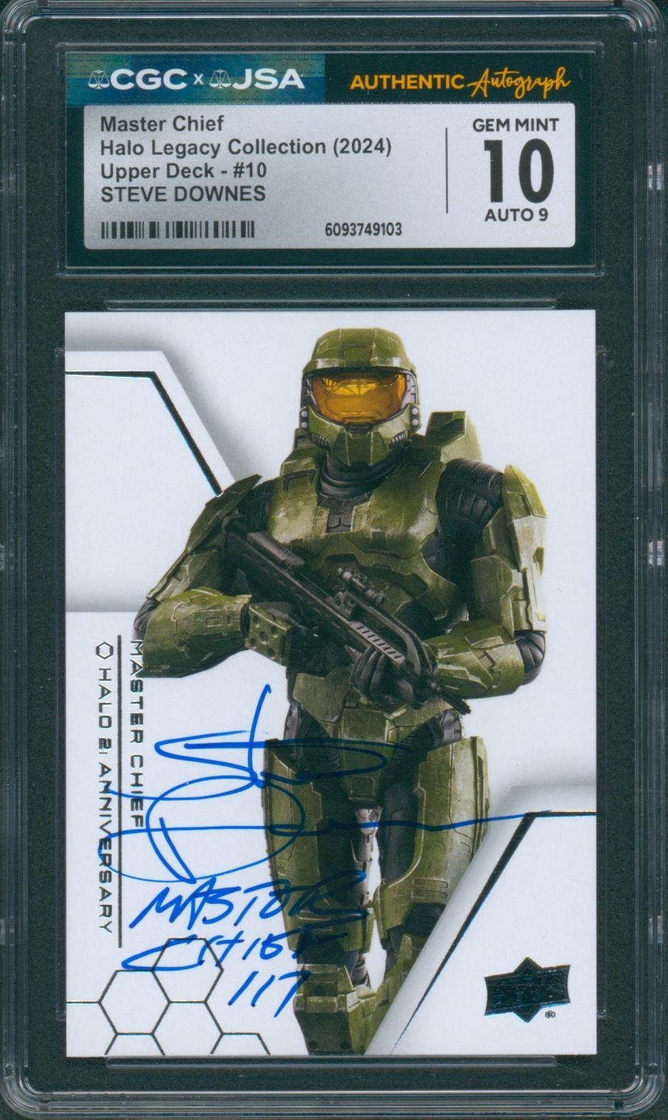 Steve Downes Signed Card Halo Legacy Master Chief Gem Mint 10 CGC x JSA SLAB