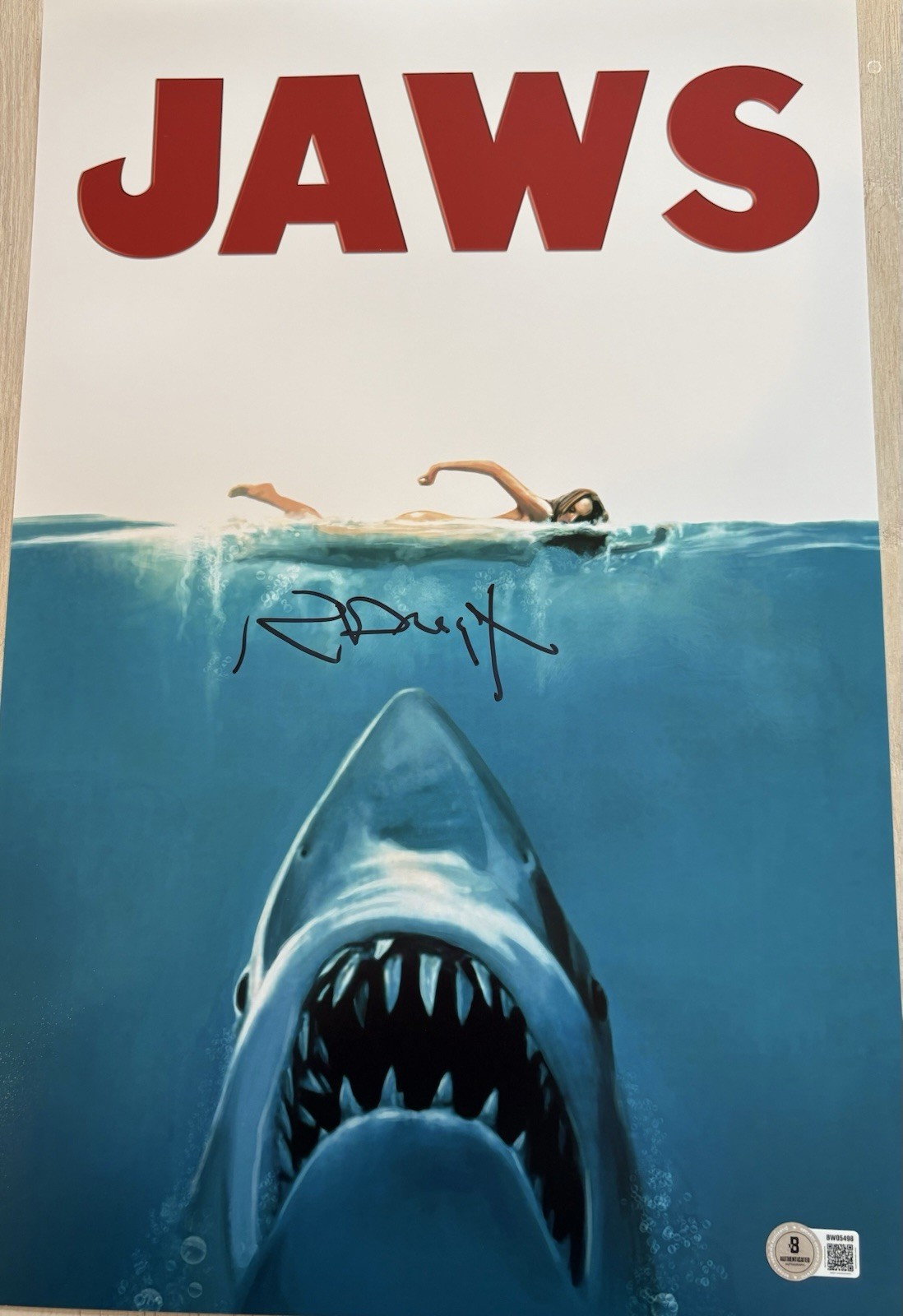 RICHARD DREYFUSS Signed JAWS 11×17 POSTER Beckett.