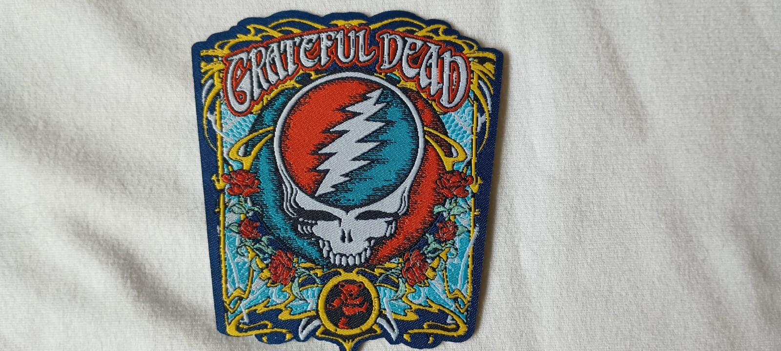 Grateful Dead Steal Your Face Roses Red Dancing Bear 3.5 Inch Iron On Patch