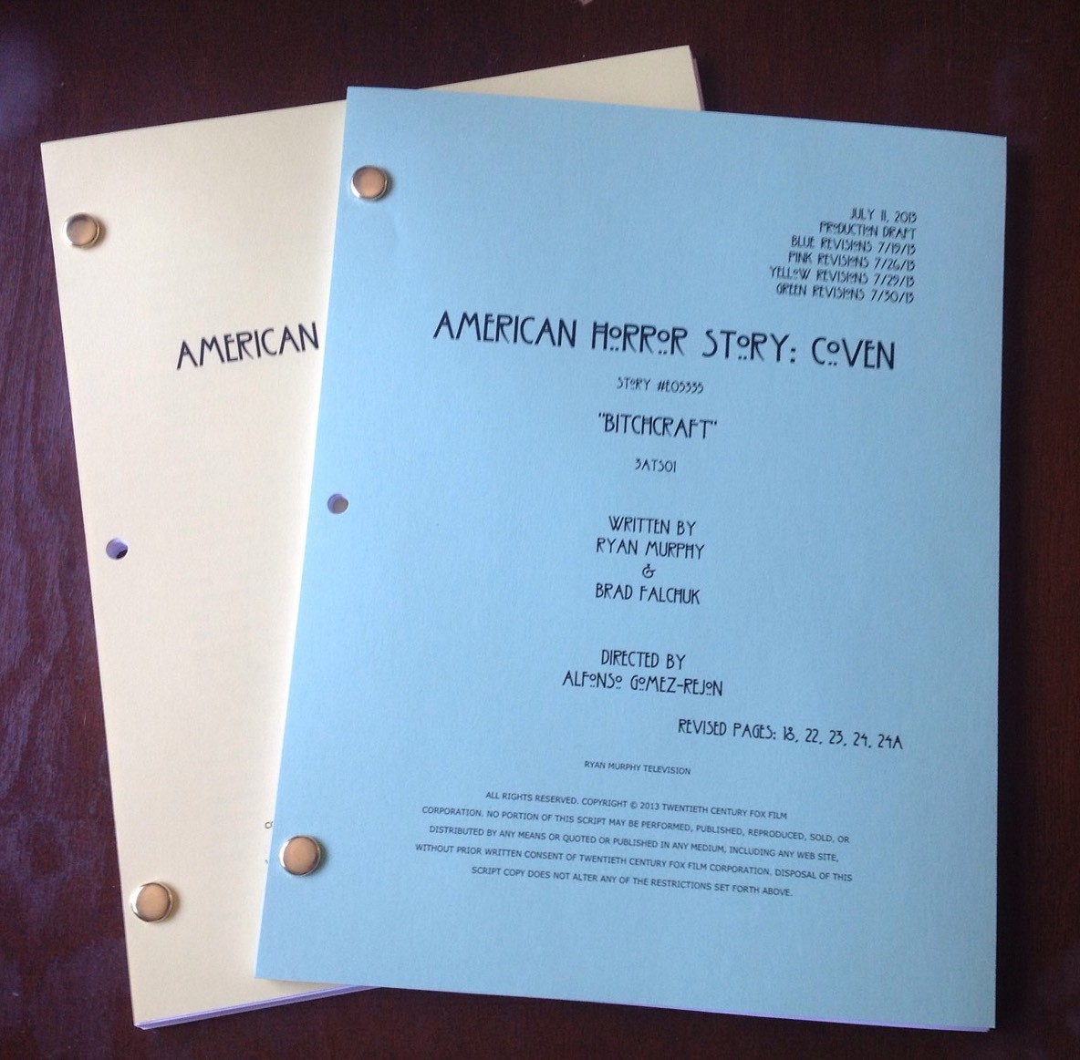 NEW American Horror Story COVEN TV Script Season 3 Bitchcraft Studio Kathy Bates