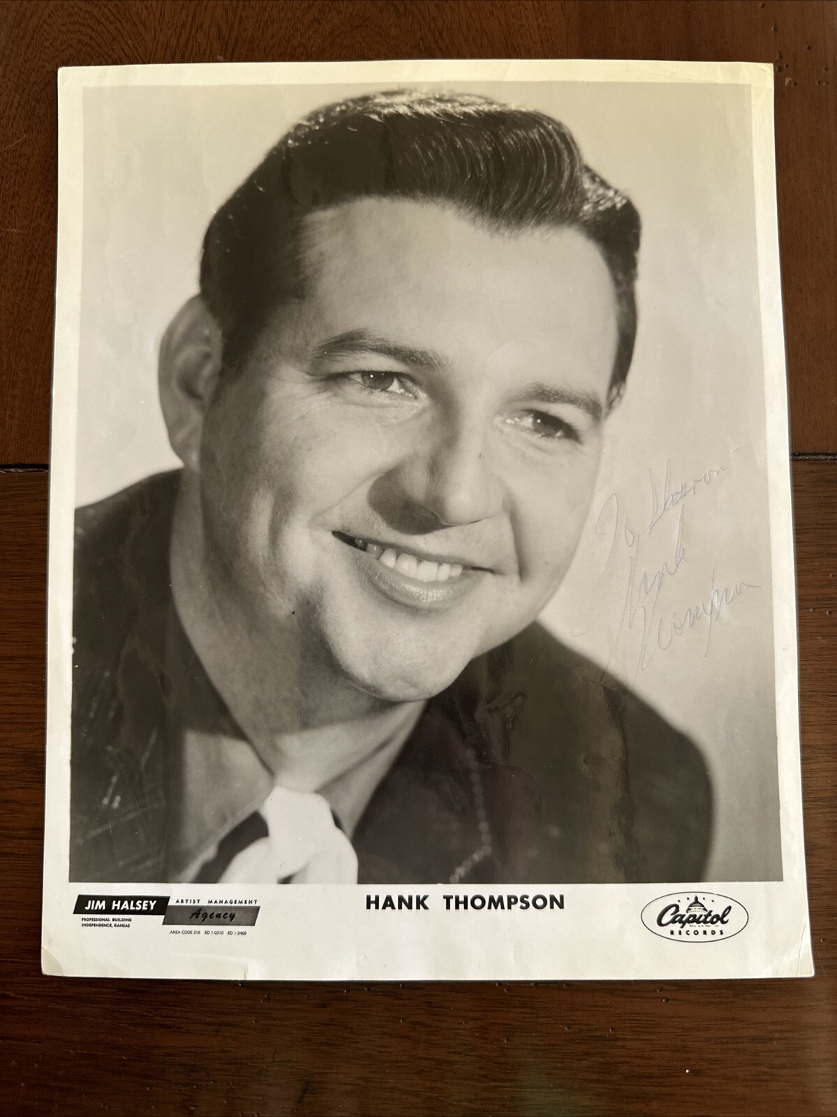 Hank Thompson Signed Vintage Photograph