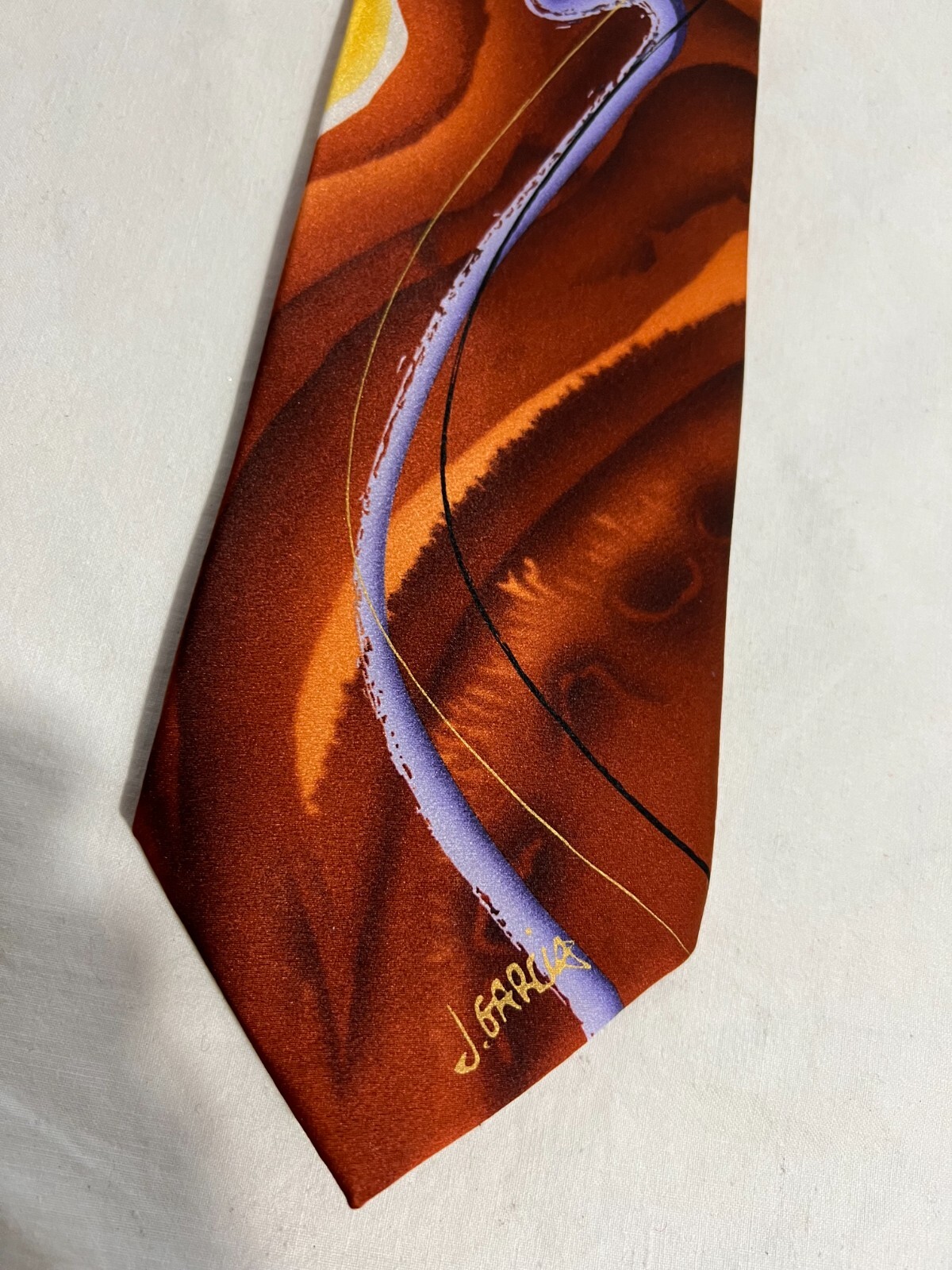 Grateful Dead Jerry Garcia Necktie Rust Brown Gold Multicolor Abstract Geometric