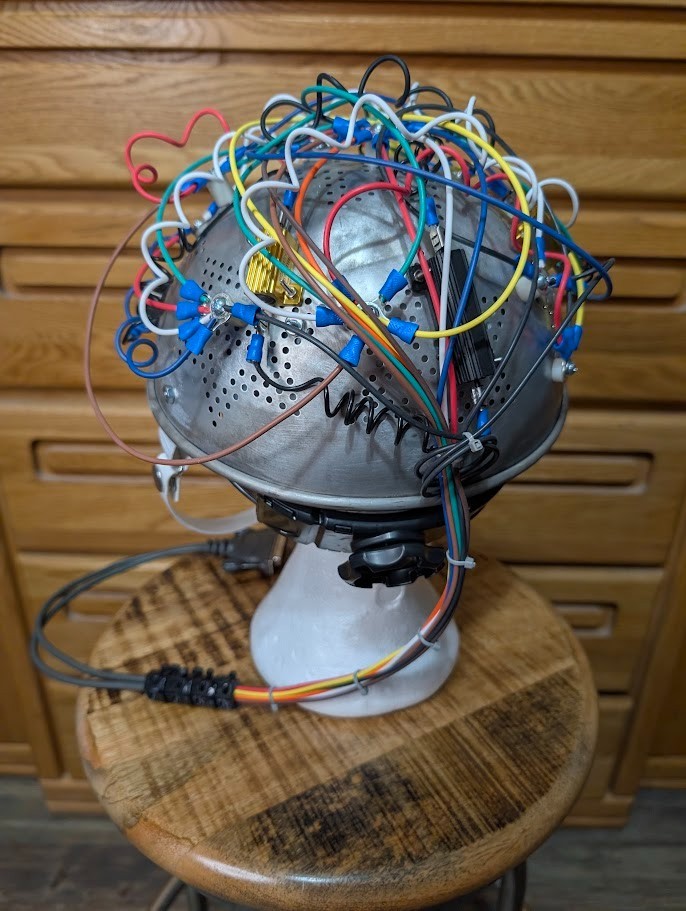 Fan-made Ghostbusters -like Colander Aura Hat