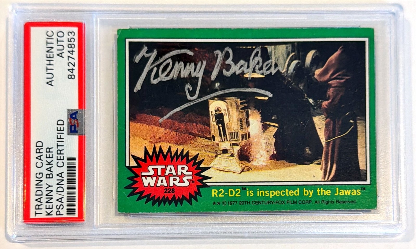 1977 Topps Star Wars Kenny Baker R2-D2 Signed Auto Card #228 PSA DNA