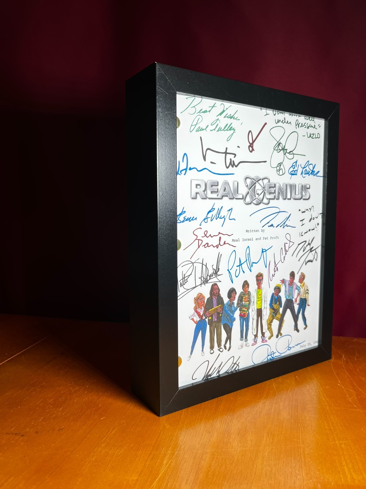 Real Genius Script Signed- Autograph Reprints- Val Kilmer