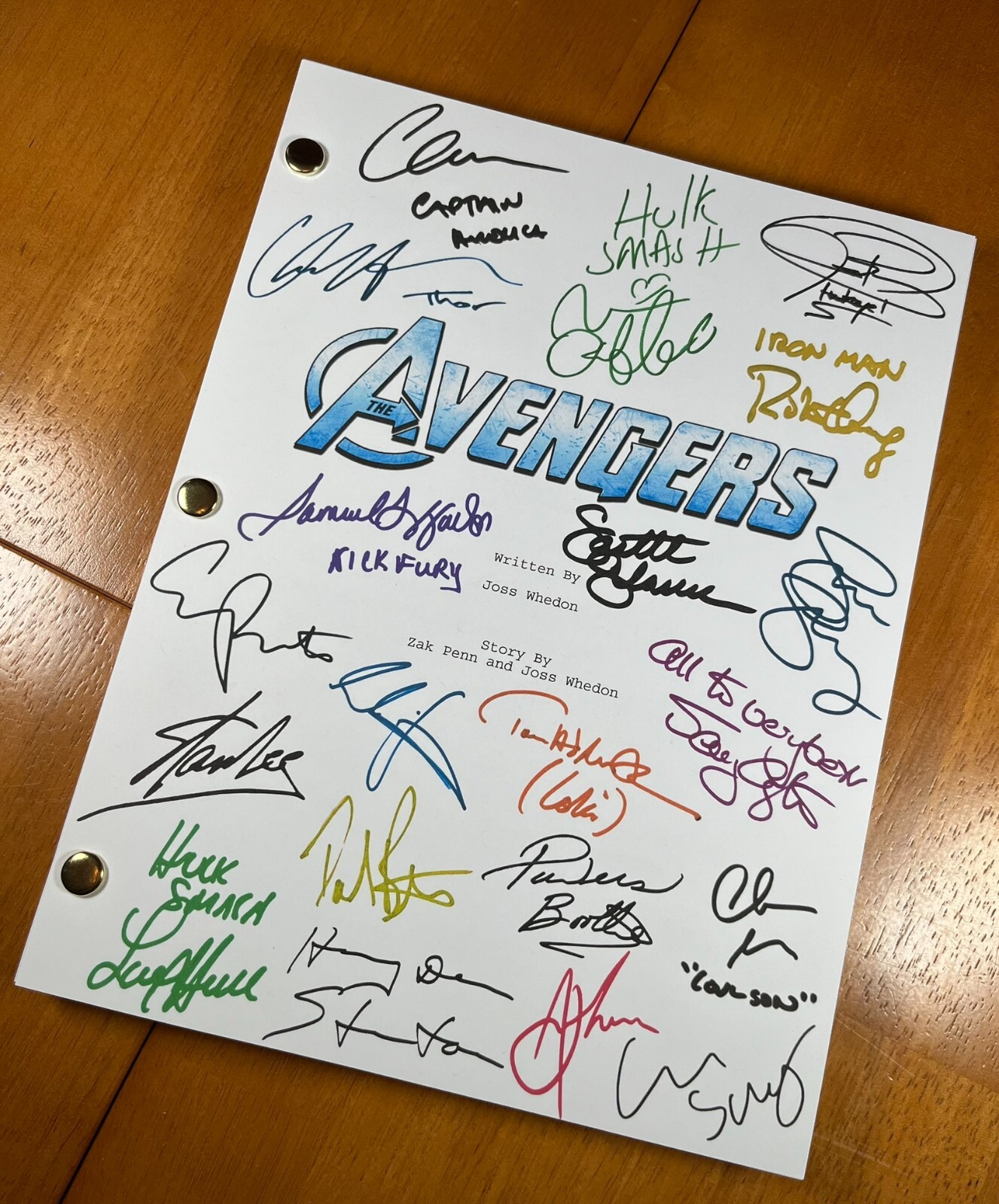 The Avengers Script Signed- Autograph Reprints- 131 Pages- Iron Man, Hulk, Thor