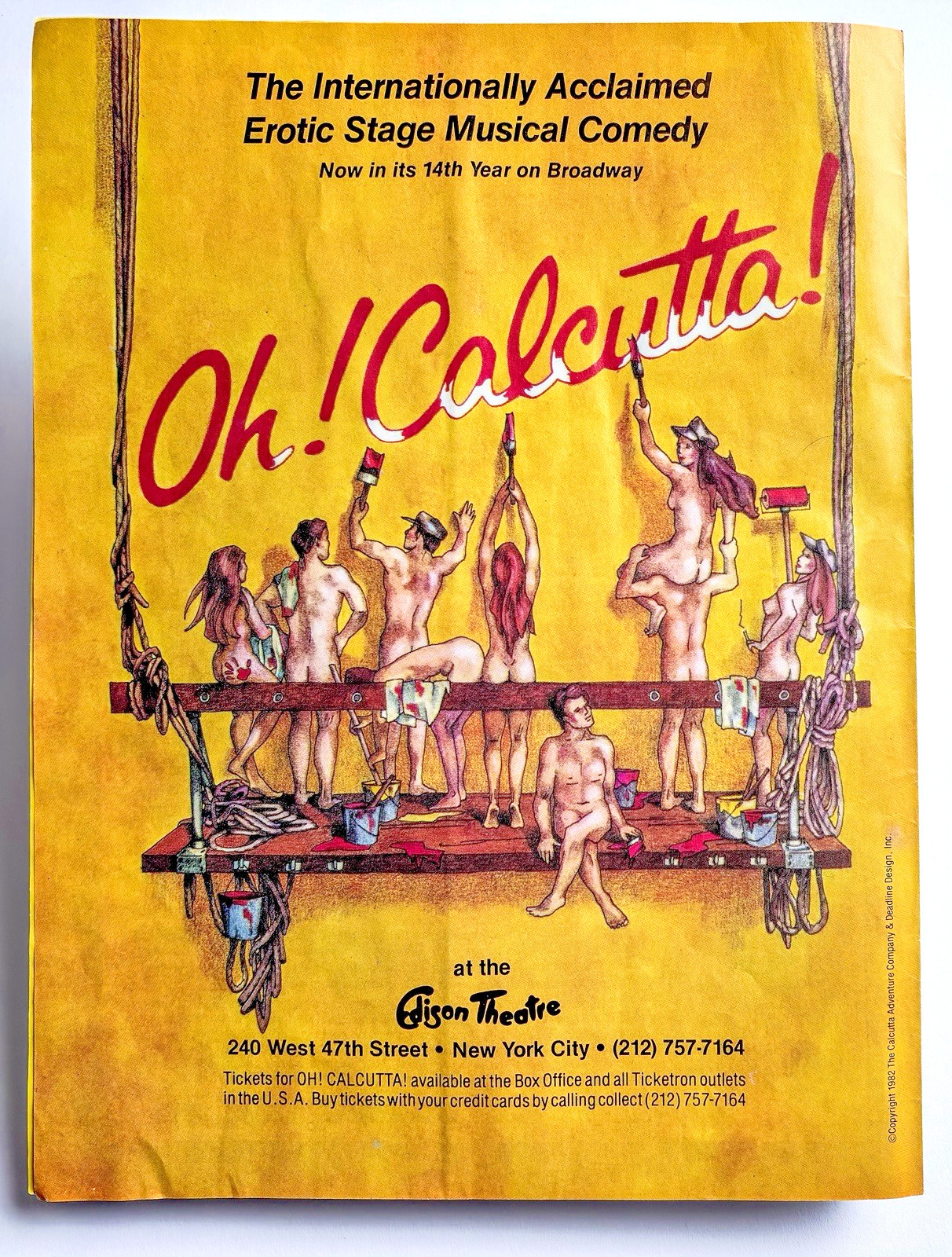 1982 Oh! Calcutta! Edison Theatre NYC Vintage Advertisement 80s Paper Ephemera