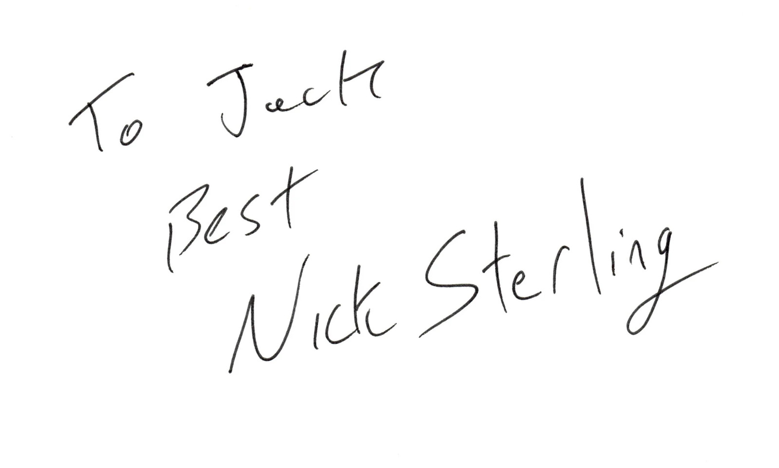 Nick Sterling Signed Auto 3×5 Index Card