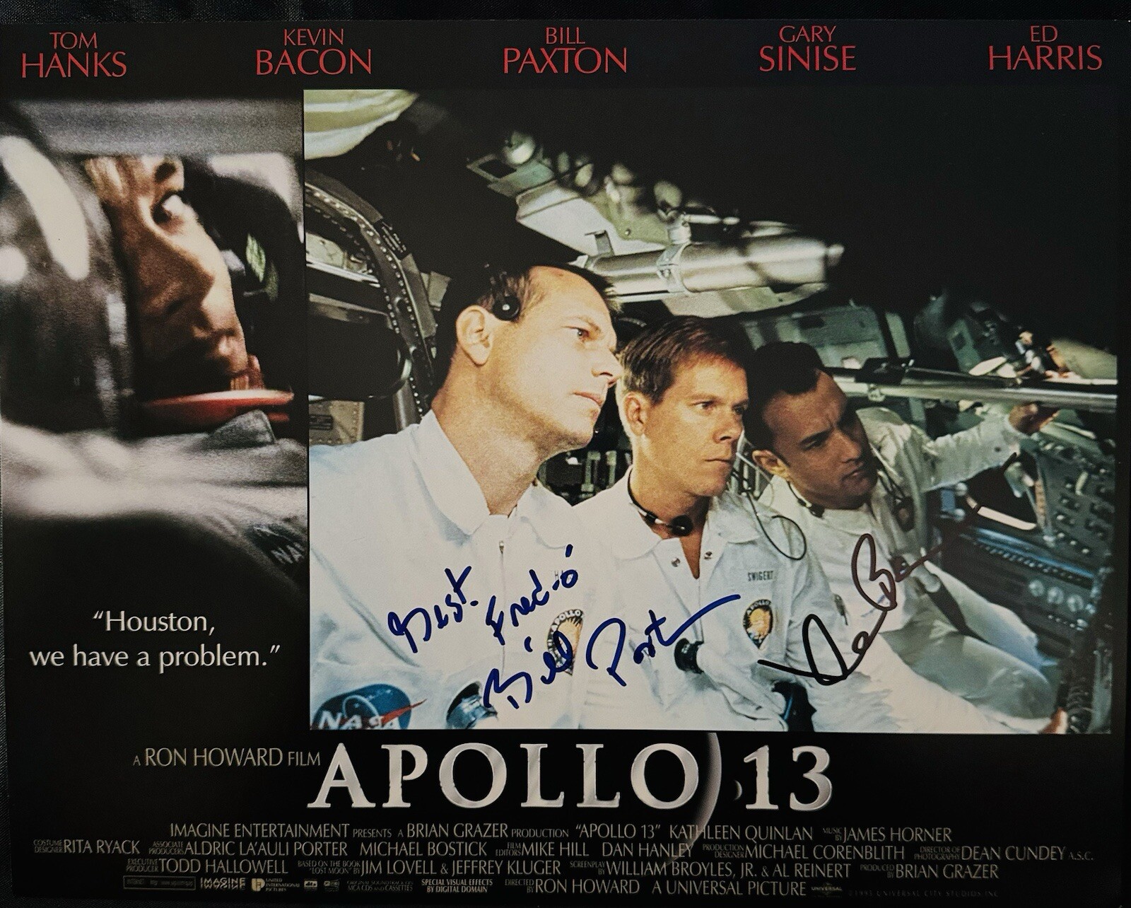 PSA DNA Bill Paxton & Kevin Bacon Dual Signed ✍️ 11×14 Lobby Card Apollo 13 Auto