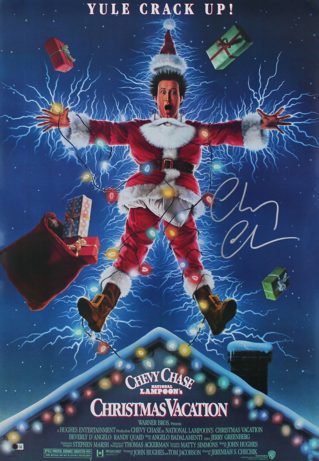 Chevy Chase Christmas Vacation Authentic Signed 24×36 Movie Poster BAS Witness