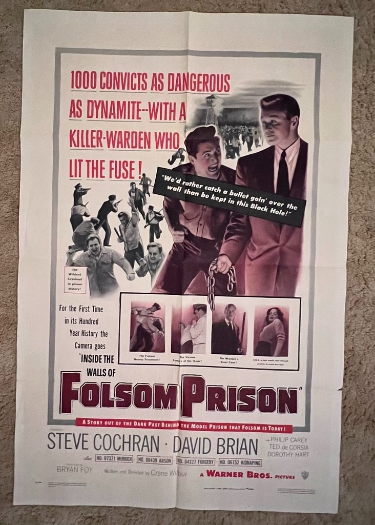 Inside the Walls of Folsom Prison 1951 Movie Poster 27×41 Film Noir David Brian